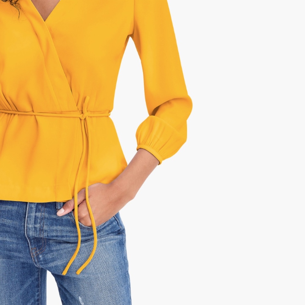 J.Crew Drapey Crepe Faux Wrap Top Navy Blue - Picture 3 of 8